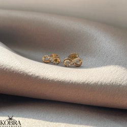"Bound" Infinity earrings in gold with stones