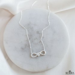 "Ever" infinity halskæde i sølv med funklende sten