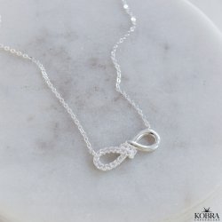 "Ever" infinity halskæde i sølv med funklende sten
