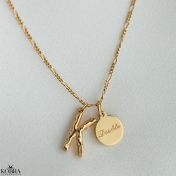 "In my heart" guld halskęde med personligt bogstav og amulet med egen gravering