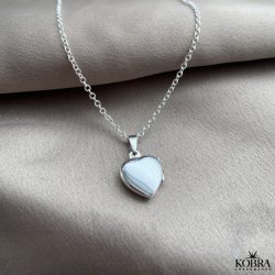 "Jasmin" hjerte medaljon i slv