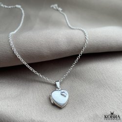 "Jasmin" hjerte medaljon i slv