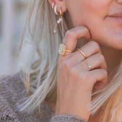 "Moondust" gold ring with moons and stars