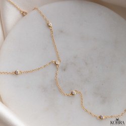 "Jenny" guld drop halskde med sten