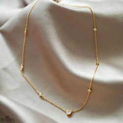 "Jenny" guld halskde / choker i 18 karat forgyldt med sm sten