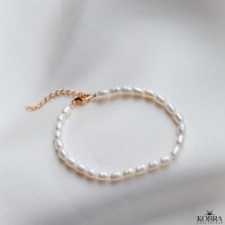 "Joanna" perle armbnd med guld lukning og gte perler