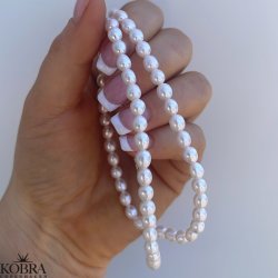 "Joanna" pearl necklace with white freshwater pearls in silver