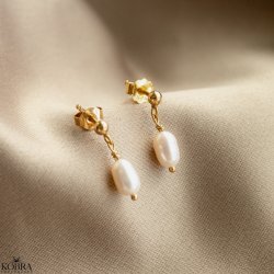 "Joanna" sm guldrestikker med hvid ferskvandsperle
