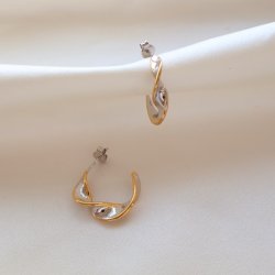 "Josefine" Twisted hoops i silver med 18K guldkant