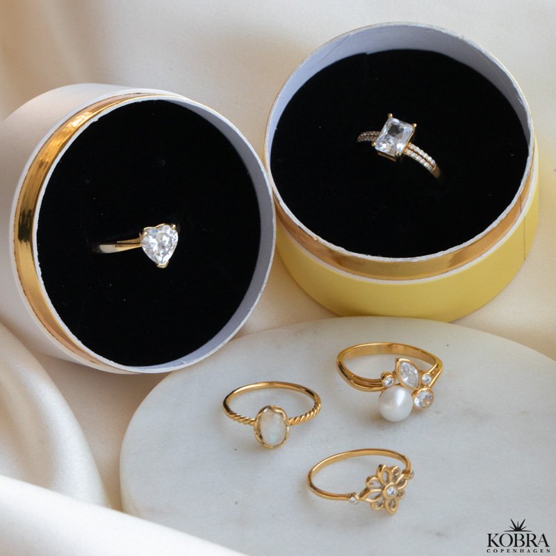 "Joy" guld hjerte ring med smuk zirkonia sten