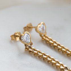 "Junie" hjerte reringe med panzerkde i guld