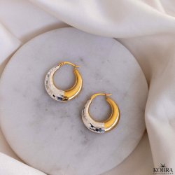 "Juno" guld hoops med slv disko-detaljer