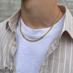 "Clinton" 4 mm guld panzer halskde til mnd