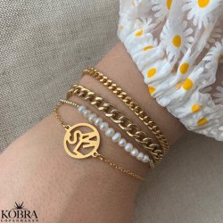 "Clinton" 4mm panzer armbnd forgyldt med 18 karat