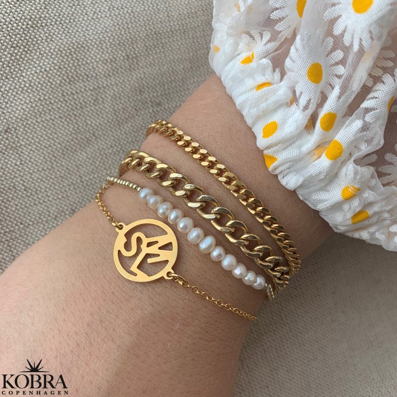 "Clinton" 4mm panzer armbnd forgyldt med 18 karat