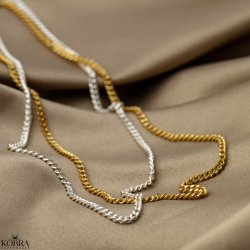 "Clinton" 2mm panzer halskde i sterling slv eller 18 karat forgyldt