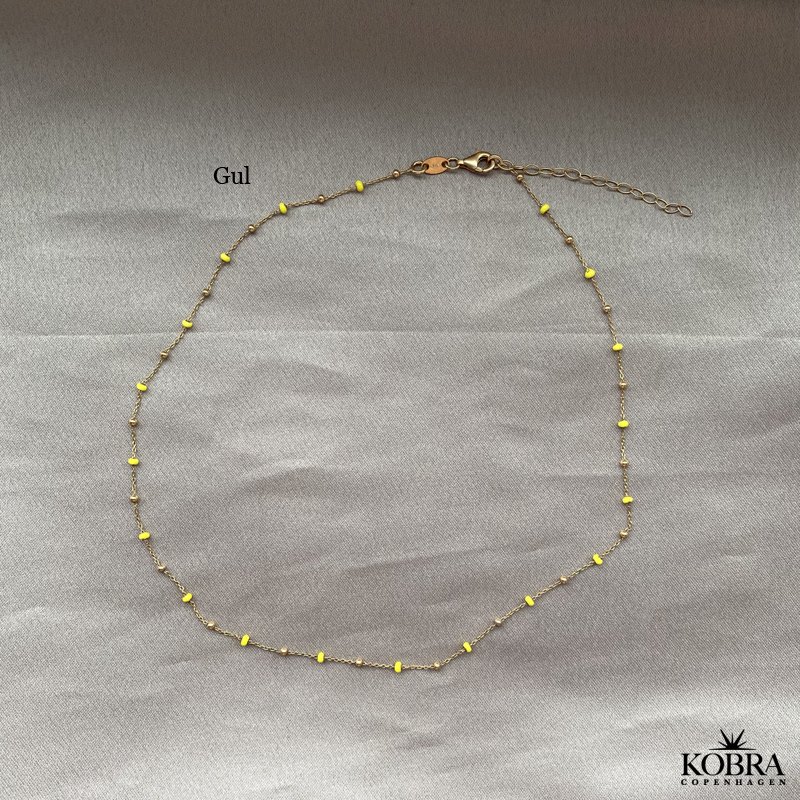"Alba" ball necklace with colored enamel balls in gilt
