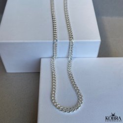 "Clinton" 4 mm panzer halskæde i sølv til mænd