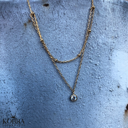 "Kaja" guld ankelkde med guldkugler og hvid sten