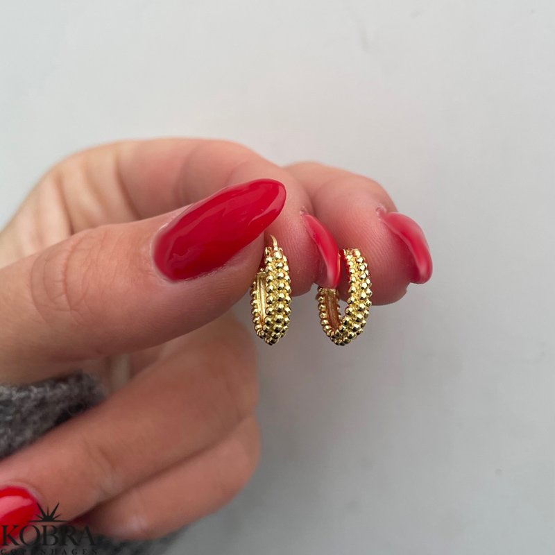 "Kajsa" sm guld hoops med guldknopper