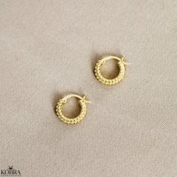 "Kajsa" sm guld hoops med guldknopper