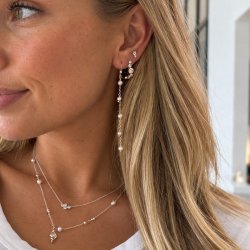 Lily" silver necklace with white stones