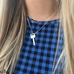 "Key To My Heart" slv ngle halskde med personlig gravering