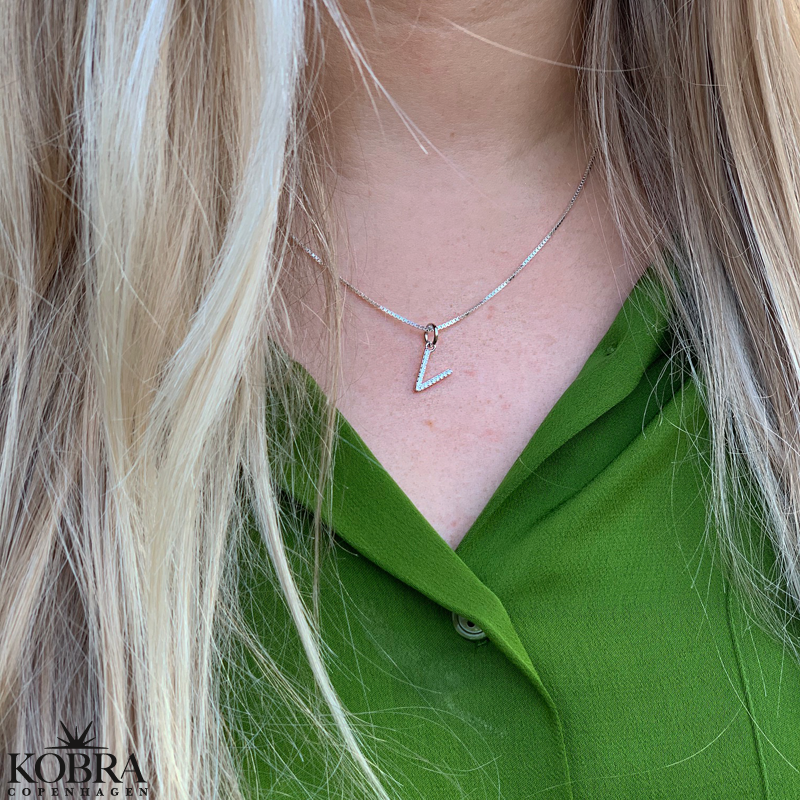 "Zoey" sterling silver letter with white stones