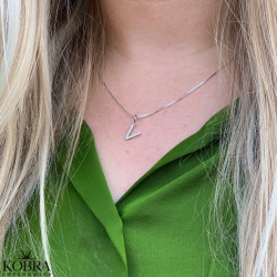 "Zoey" sterling silver letter with white stones