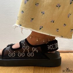 "Sanna" 18 carat gold plated ankle chain with white stones