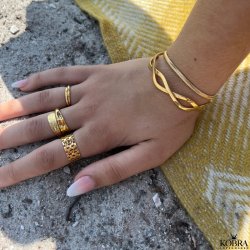 "Elva" flettet 18 karat forgyldt armbnd