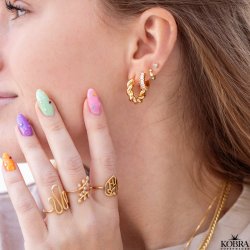 "Isla" 18 karat forgyldte reringe med hvide sten