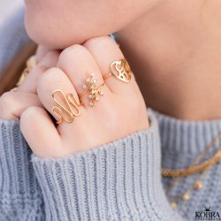 "Flow" slange ring i guld