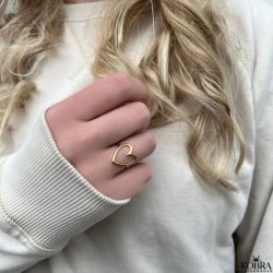 "Love" stor hjerte ring i guld