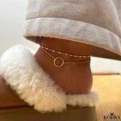 "Ellie" ball ankle chain in sterling silver