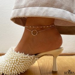 "Ellie" ball ankle chain in sterling silver