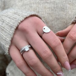 "Stella" 2-i-1 ring med hvide sten i sterling slv