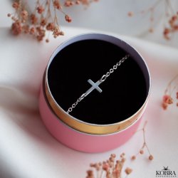 Konfirmationssmykke "Trust" mini kors armbnd i slv