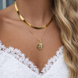 Konfirmationssmykke - guld halsk�de med lille kors vedh�ng samt personlig indgravering