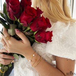 "Mellow" 18 carat gold plated bracelet with gold balls