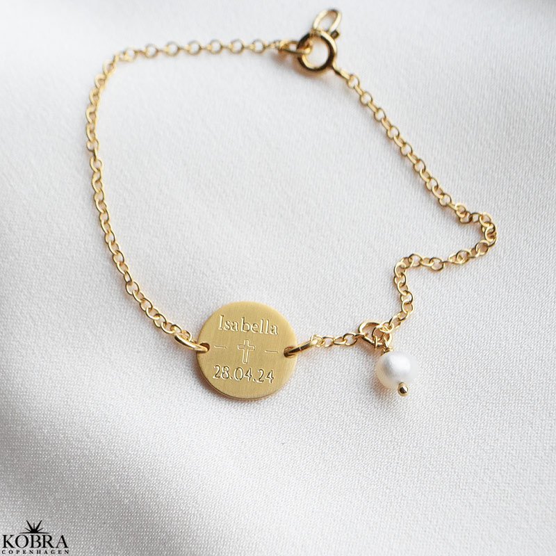 Konfirmationssmykke - guld armbnd med din indgravering