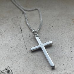 "Promise" panzer halskæde i sølv med kors til mænd