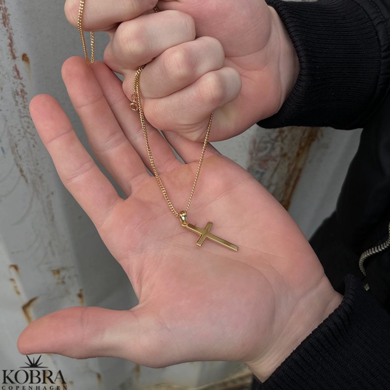 "Promise" gold plated cross necklace for men