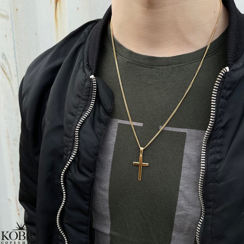 "Promise" gold plated cross necklace for men