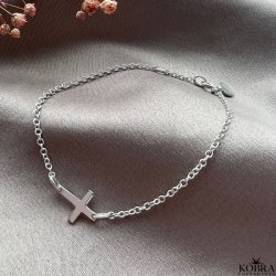 Konfirmationssmykke "Trust" mini kors armbnd i slv