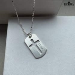 Dogtag /army tag i slv med kors, inklusiv gravering