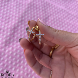 "Trudy" 18 karat forgyldte Kors creolere med hvide zirkonia sten
