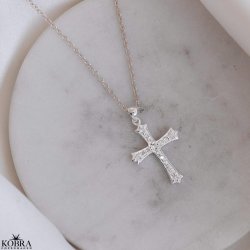 "Guardian" kors halskde med sten i sterling slv