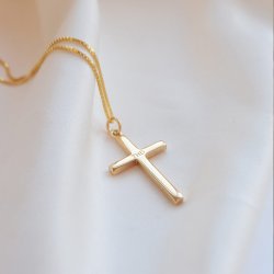 "Promise" 18 karat forgylt kors med gravering (Large)