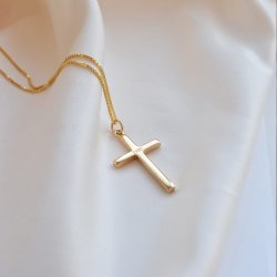 "Promise" 18 karat forgylt kors med gravering (Large)